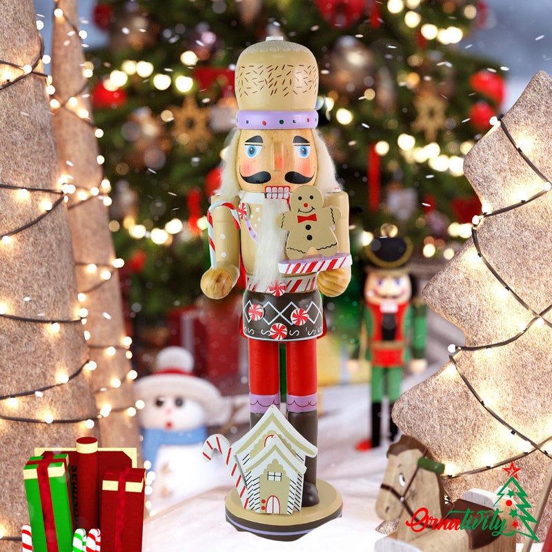 Ornativity Gingerbread Chef Nutcracker - Wooden Ginger Bread Man Cookie Theme Baker Christmas Nutcracker Xmas Figure Holiday Decoration 14" - Image 3